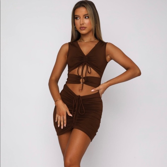🤎🤎🤎White Fox City Limits Chocolate Mini Dress Small - Picture 5 of 5